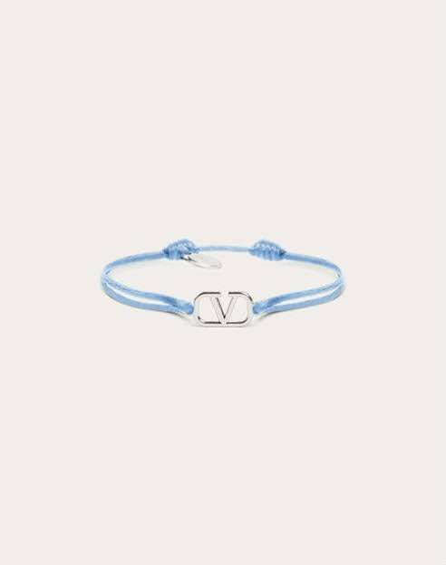 Light blue cord bracelet with silver VLOGO charm