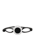 Black cord bracelet with onyx logo disc charm